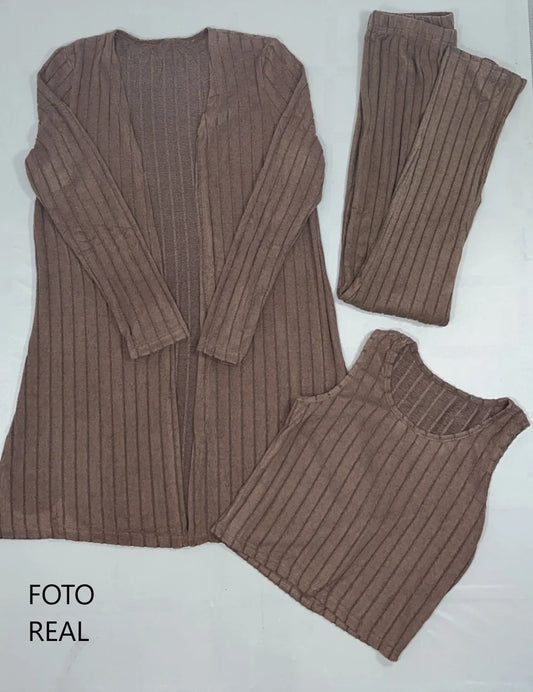 RPW021 - Conjunto Acanalado de 3 Piezas para Dama
