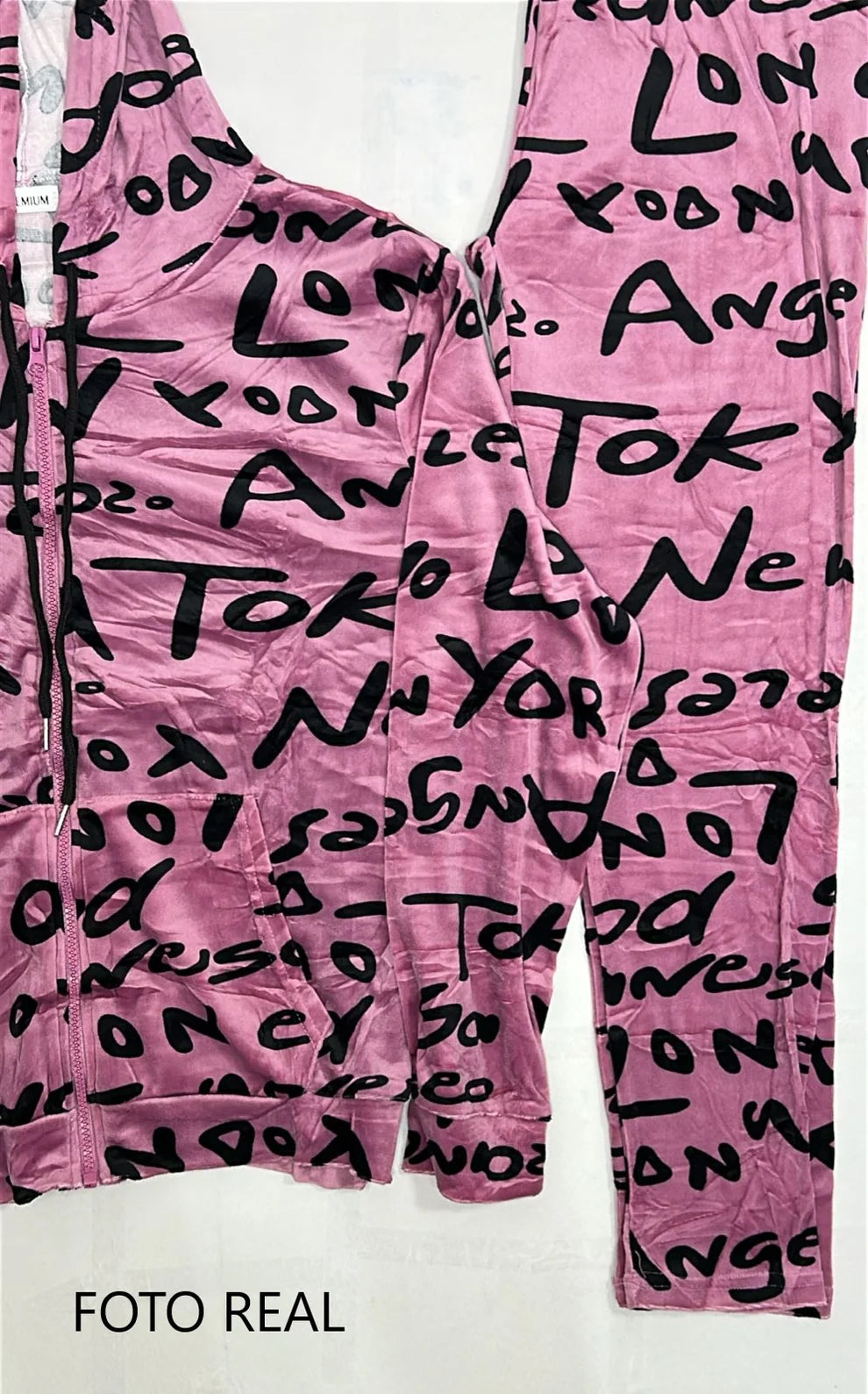 TERSET17 - Conjunto de Felpa Estampado de 2 Piezas para Dama