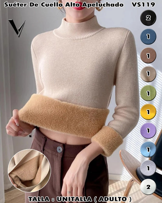 VS119 - Suéter de cuello alto apeluchado