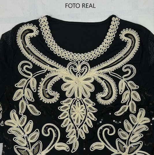 HK369 - Vestido Bordado Elegante Estilo Dubai