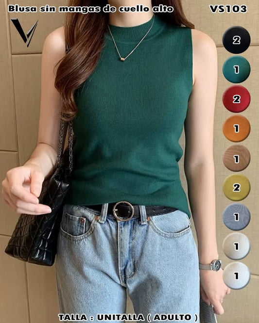 VS103 - Blusa sin mangas de cuello alto