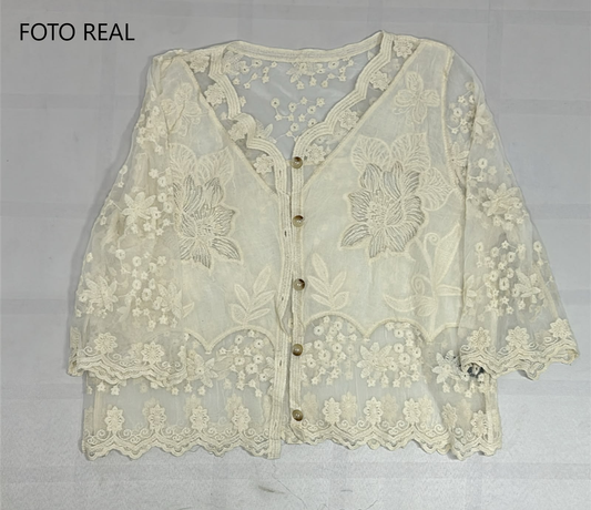VJ121 - Blusa Bordada con Encaje