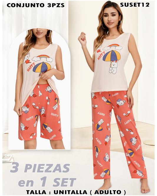 SUSET12 - CONJUNTO PIJAMA 3PZS