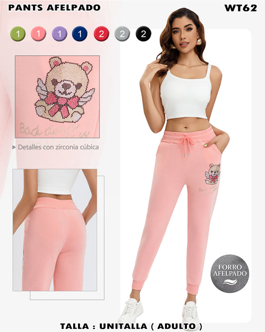 WT62 - Pants Afelpado con Osito de Zirconia