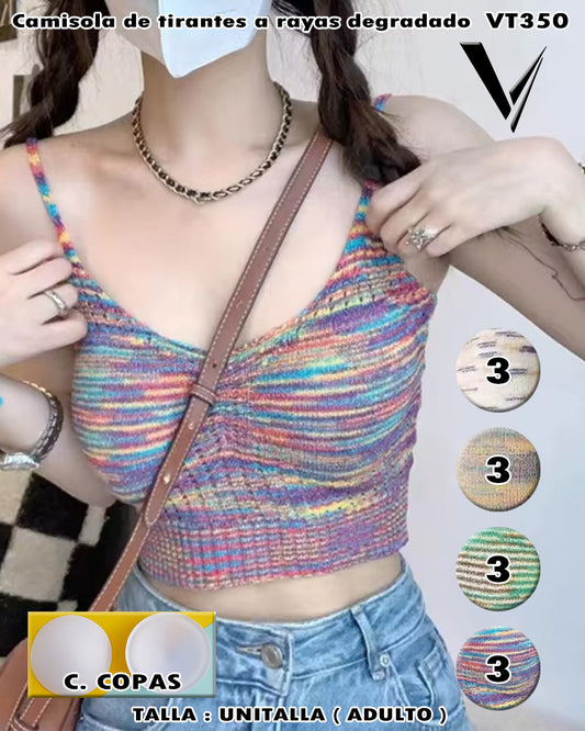VT350 - Camisola de tirantes a rayas degradodo