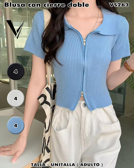 VS263 - Blusa con cierre doble