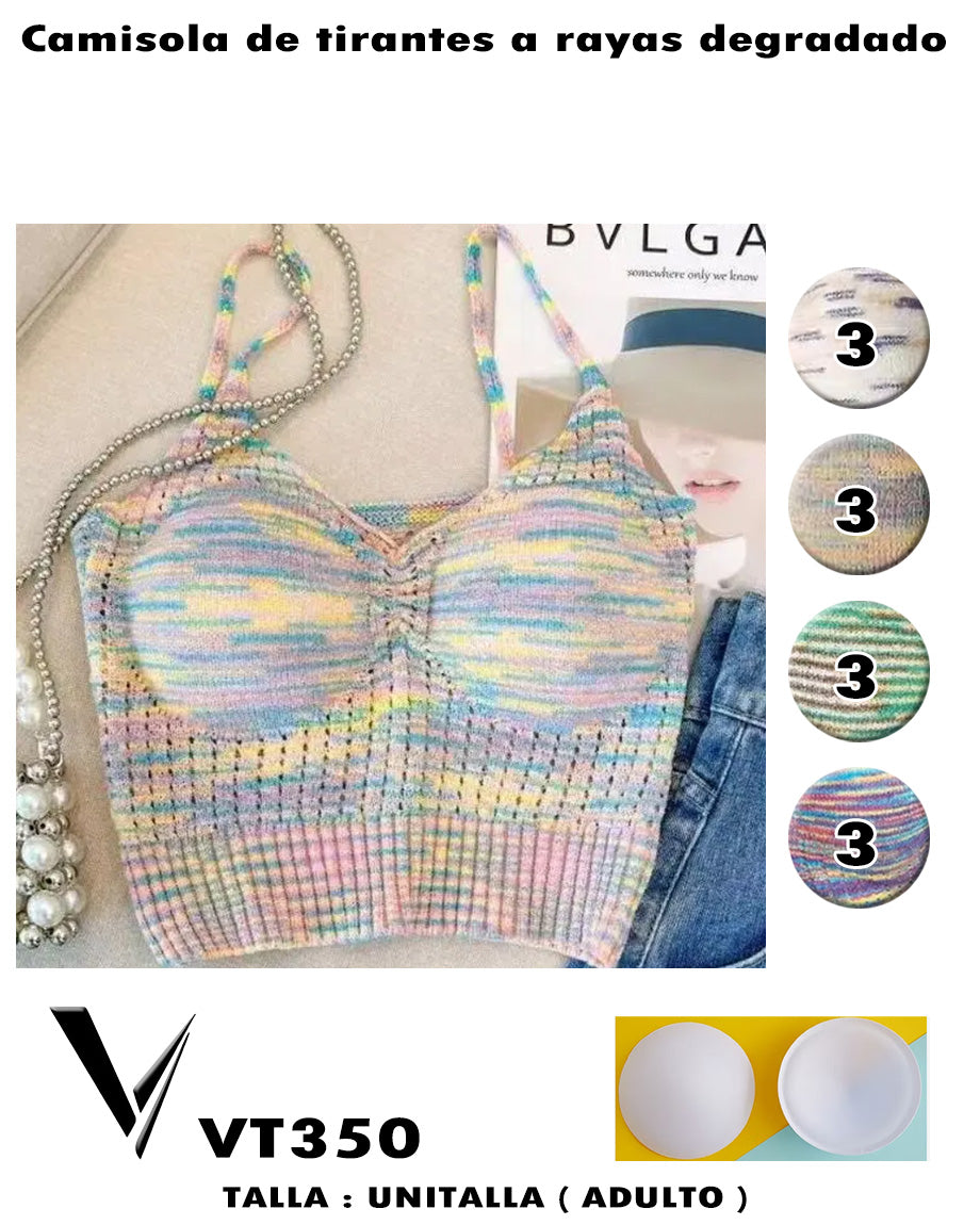 VT350 - Camisola de tirantes a rayas degradodo