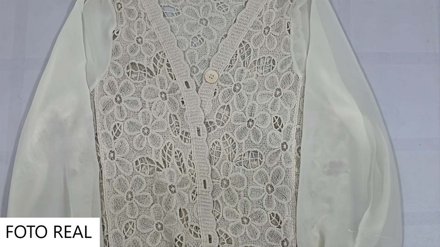 VJ124 - Blusa Bordada con Encaje