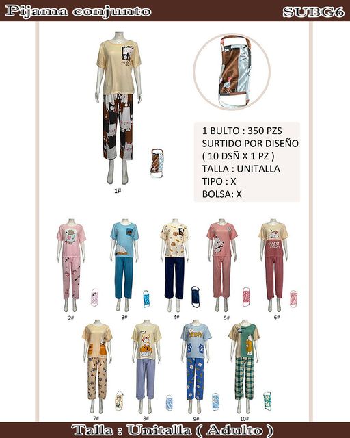 SUBG6 - Pijama conjunto con cubreboca