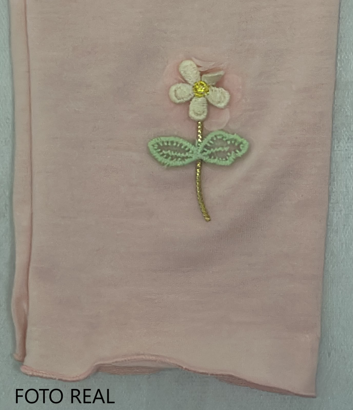 VLEG104-1 - Leggings Infantil Acanalado con Flor Bordada