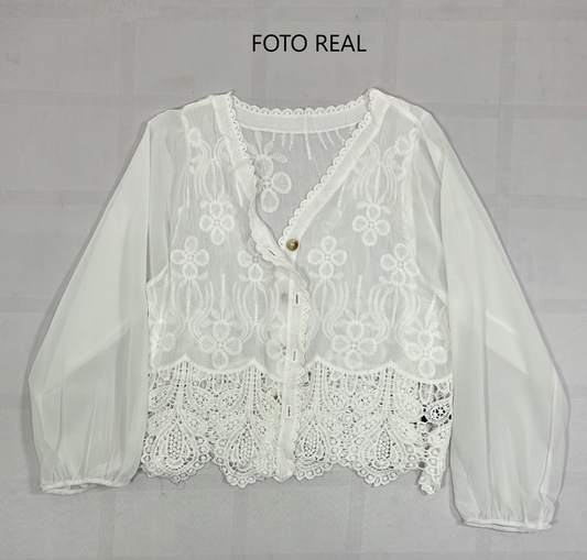 VJ123 - Blusa Bordada con Encaje