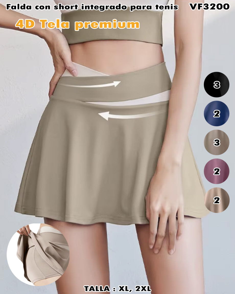 VF3200 - Falda con short integrado para tenis Calidad Premium