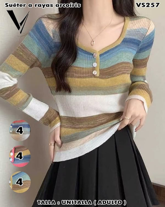 VS257 - Suèter a rayas arcoiris