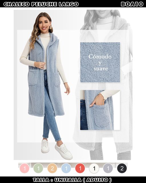 BOA10 - Chaleco peluche largo