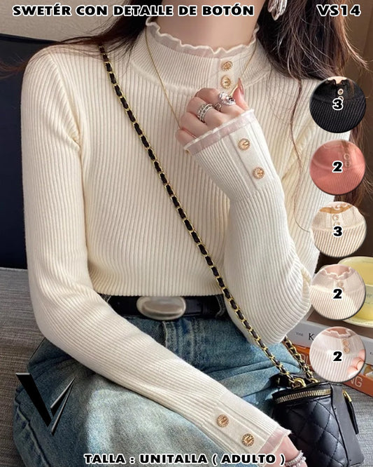 VS14 - Swetér con detalle de botón