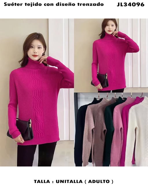 JL34096 - Suéter tejido con diseño trenzado