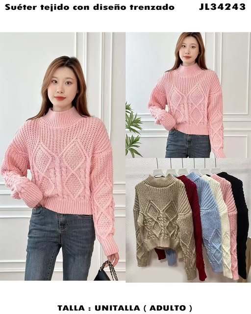 JL34243 - Suéter tejido con diseño trenzado