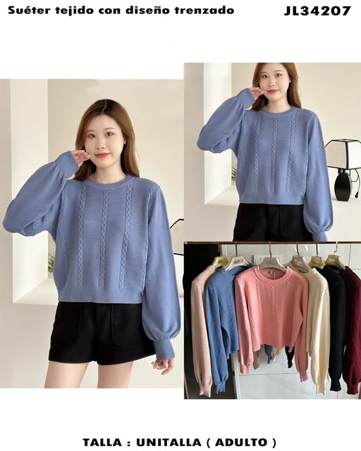 JL34207 - Suéter tejido con diseño trenzado