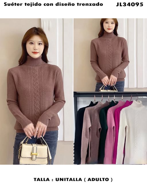 JL34095 - Suéter tejido con diseño trenzado