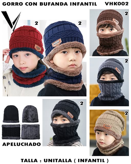 VHK002 - Gorro con bufanda infantil