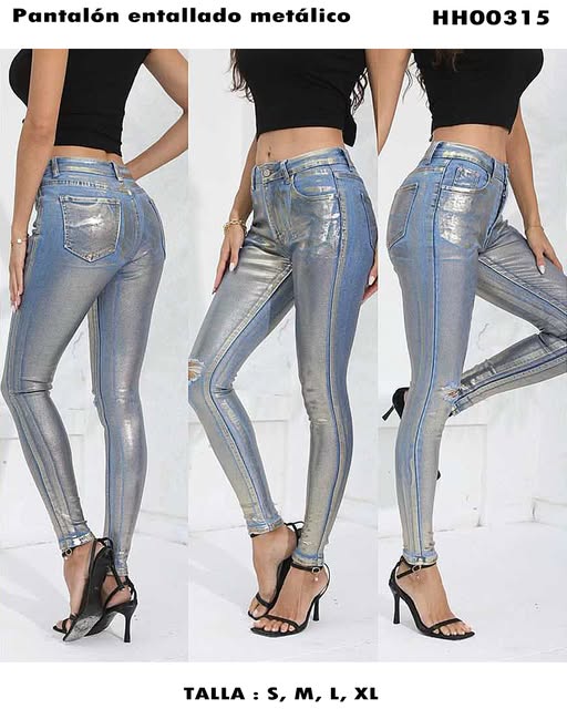 HH00315 - Pantalón entallado metálico