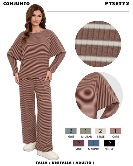 PTSET72 - Conjunto rayado de manga amplia