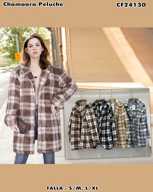 CF24130 - Chamarra de Peluche a Cuadros