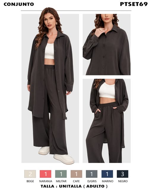 PTSET69 - Conjunto largo tipo camisero
