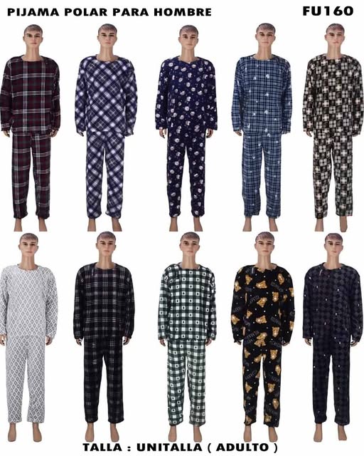 FU160 – Pijama Polar para Hombre (Conjunto Completo)