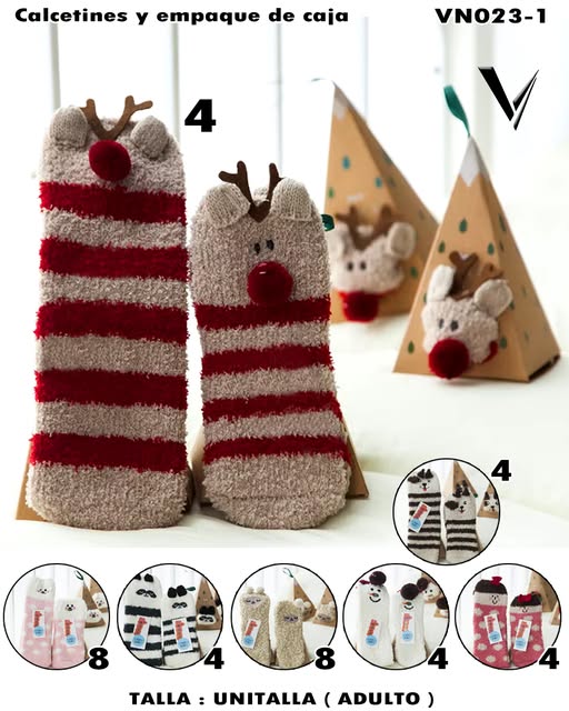 VN023-1 – Calcetines Navideños con Caja Decorativa (Adulto)