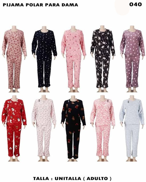 JK040 – Pijama Polar para Dama (Conjunto Completo)