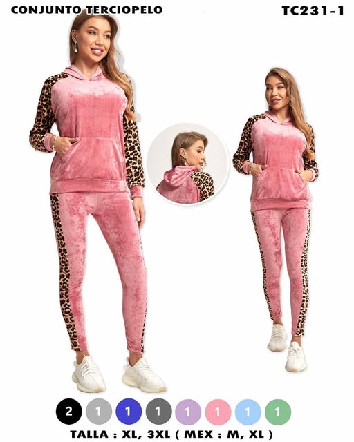 TC231-1 – Conjunto de Terciopelo con Estilo Leopardo