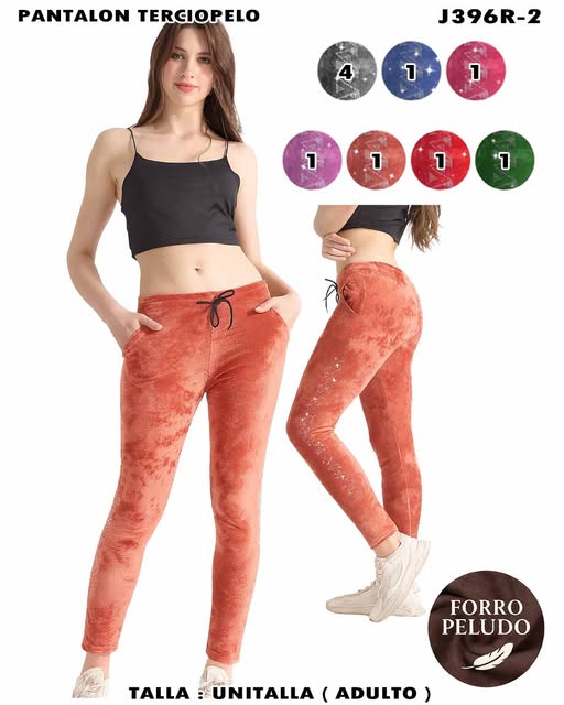 J396R-2 – Pantalón de Terciopelo con Forro Peludo