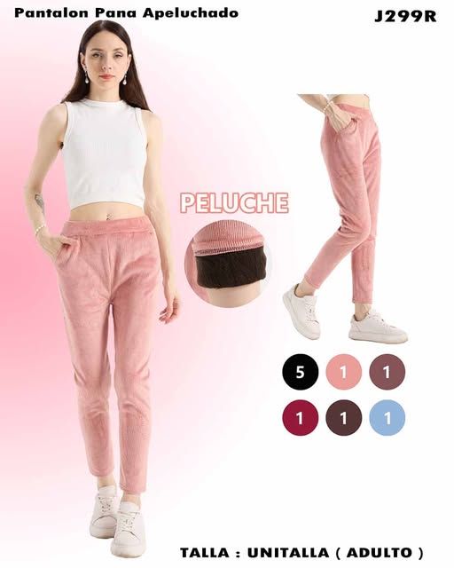 J299R – Pantalón Pana Apeluchado para Dama