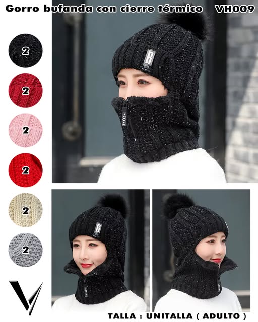 VH009 - Gorro Bufanda con Cierre Térmico