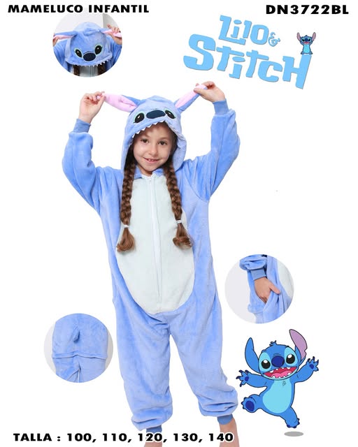 DN3722BL - Mameluco Infantil Lilo & Stitch