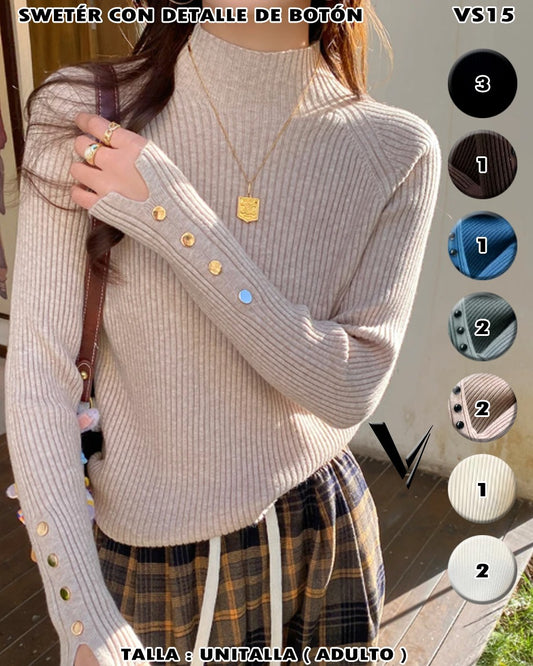 VS15 - Swetér con detalle de botón