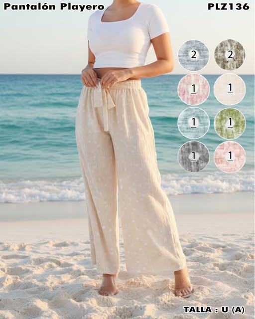 PLZ136 – Pantalón playero ligero con textura