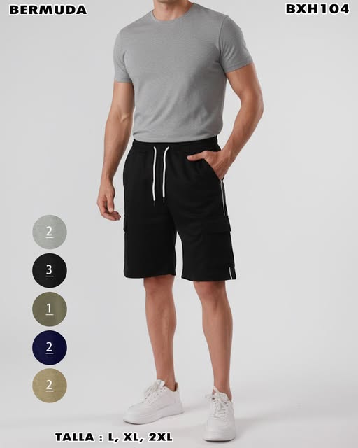 BXH104 – Bermuda tipo jogger con bolsillos cargo