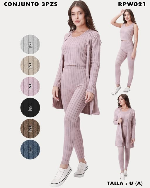 RPW021 - Conjunto 3 Piezas Tejido Acanalado