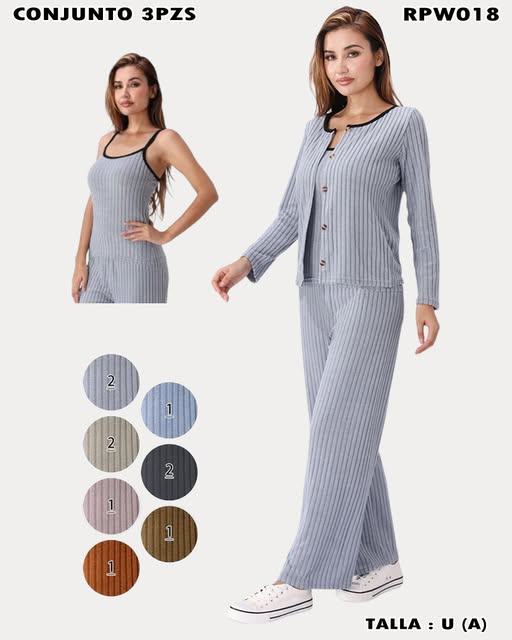 RPW018 - Conjunto 3 Piezas Acanalado Botones