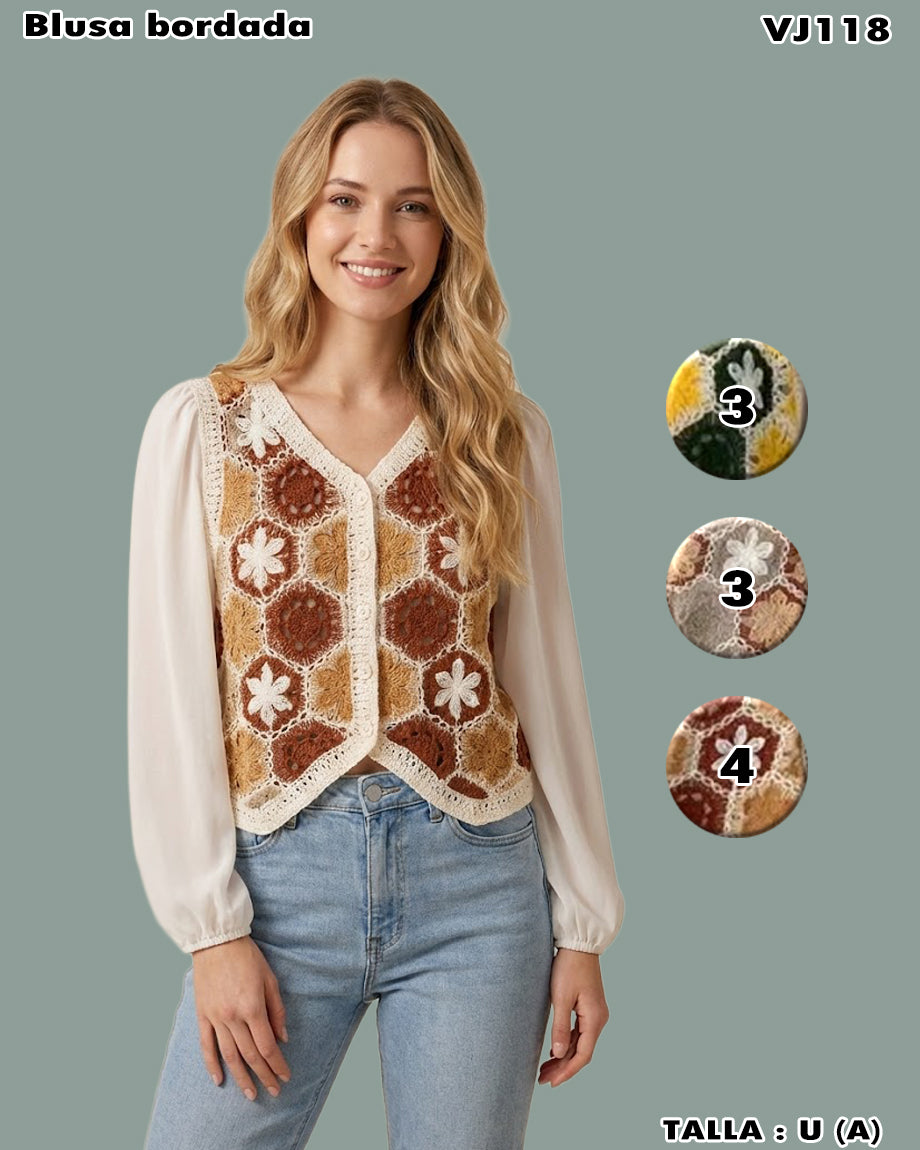 VJ117 - Blusa bordada