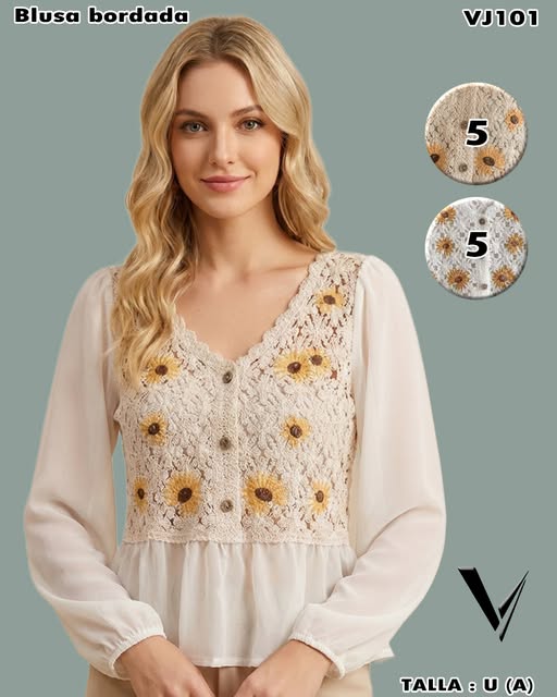 VJ101 - Blusa bordada