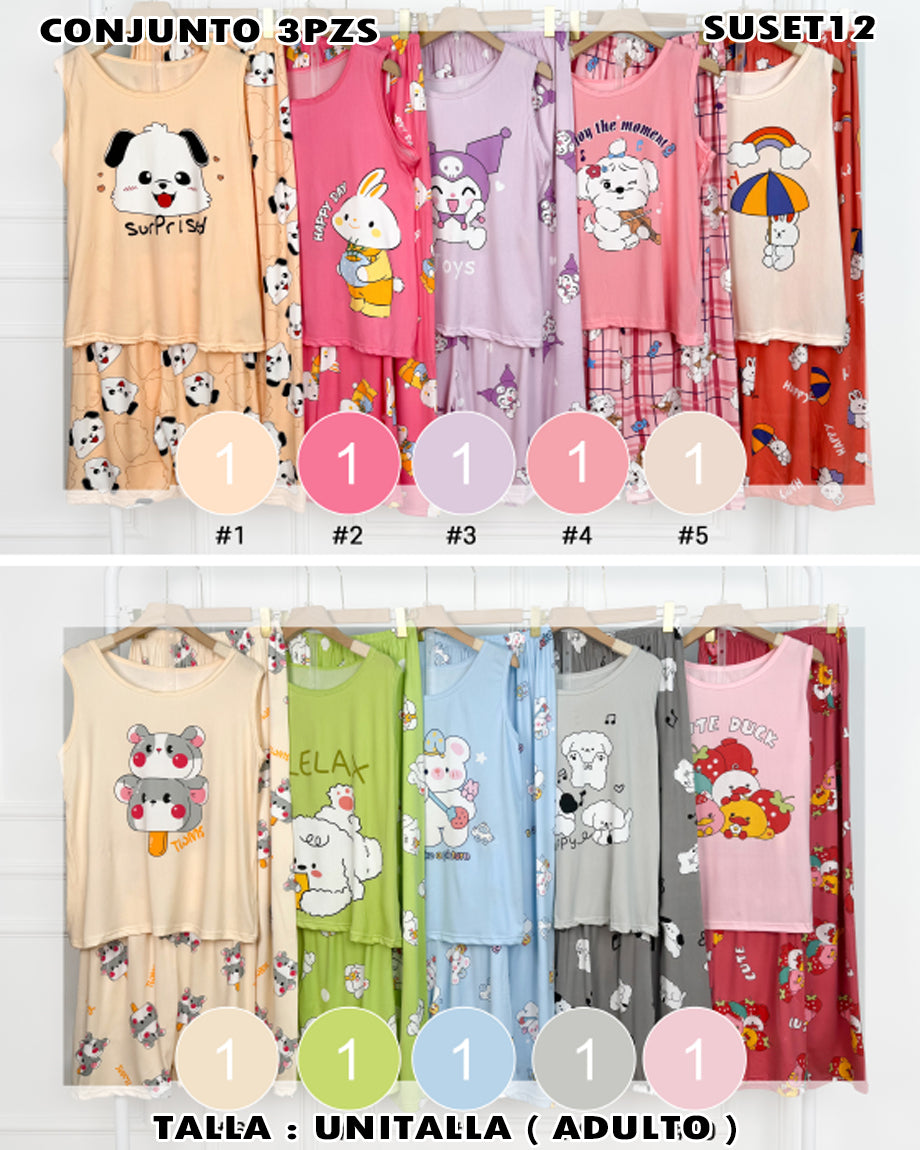 SUSET12 - CONJUNTO PIJAMA 3PZS