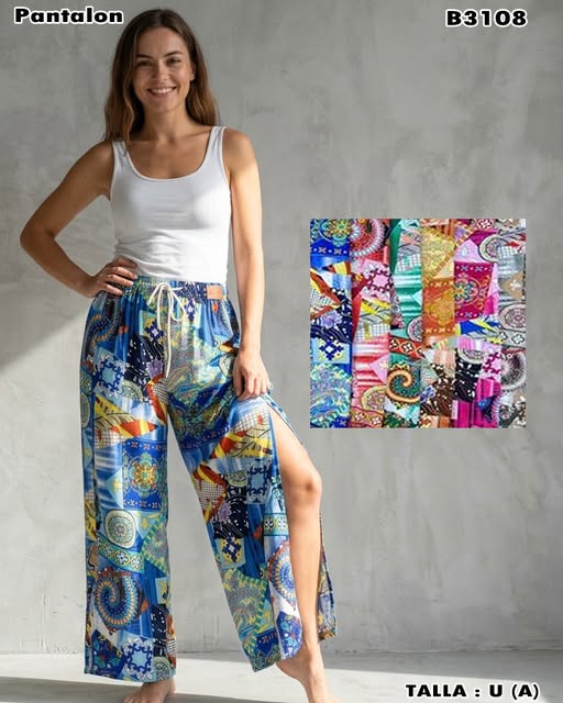 B3108 - Pantalón estampado fluido