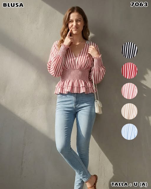 7063 - Blusa rayada con cintura ajustada