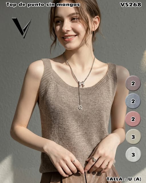 VS268 - Top tejido sin mangas cuello redondo