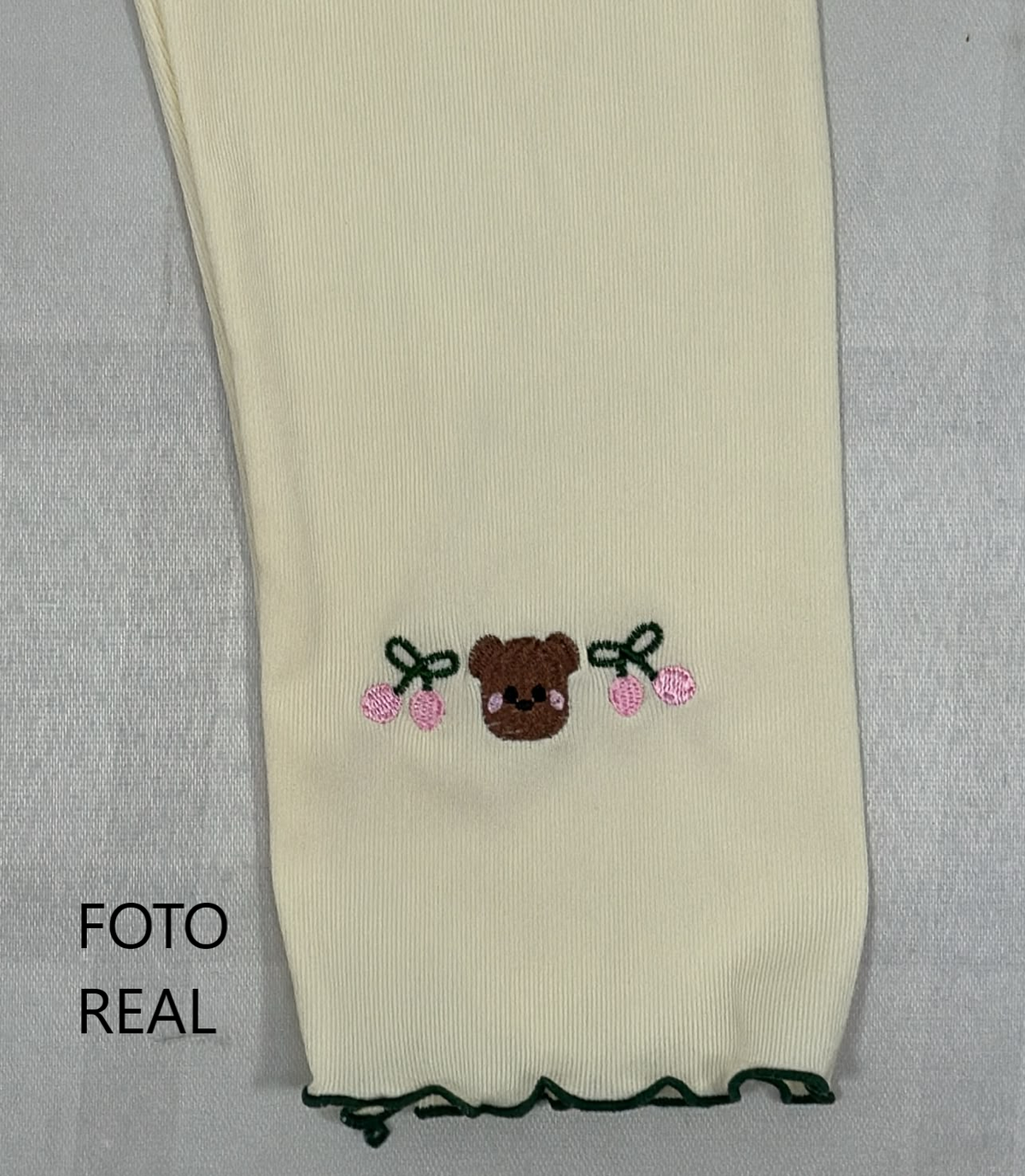VLEG107 - Leggings Infantil Acanalado con Bordado de Osito