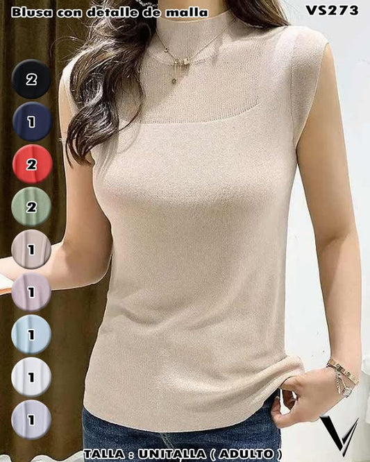 VS273 - Blusa con detalle de malla