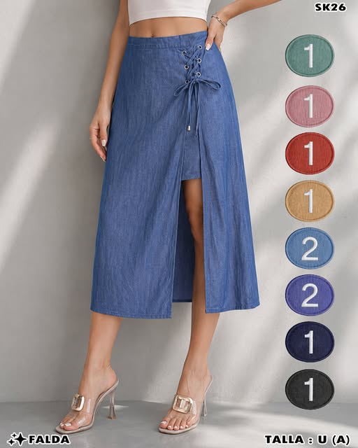 SK26 - Falda Midi Cruzada con Cordón